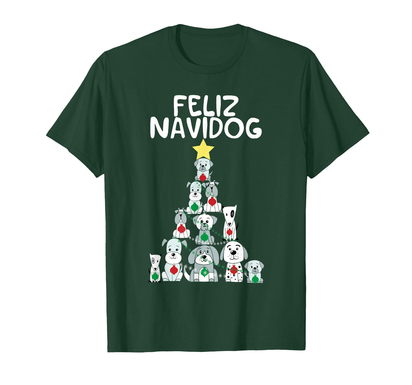 Feliz Navidog Christmas Dog T-Shirt, Funny Cute Xmas Tree T-Shirt