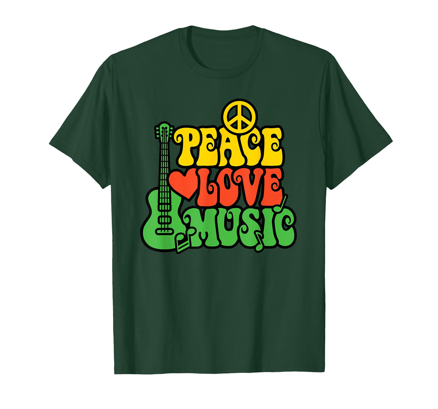PEACE LOVE MUSIC Reggae Guitar T-Shirt for Everyone T-Shirt