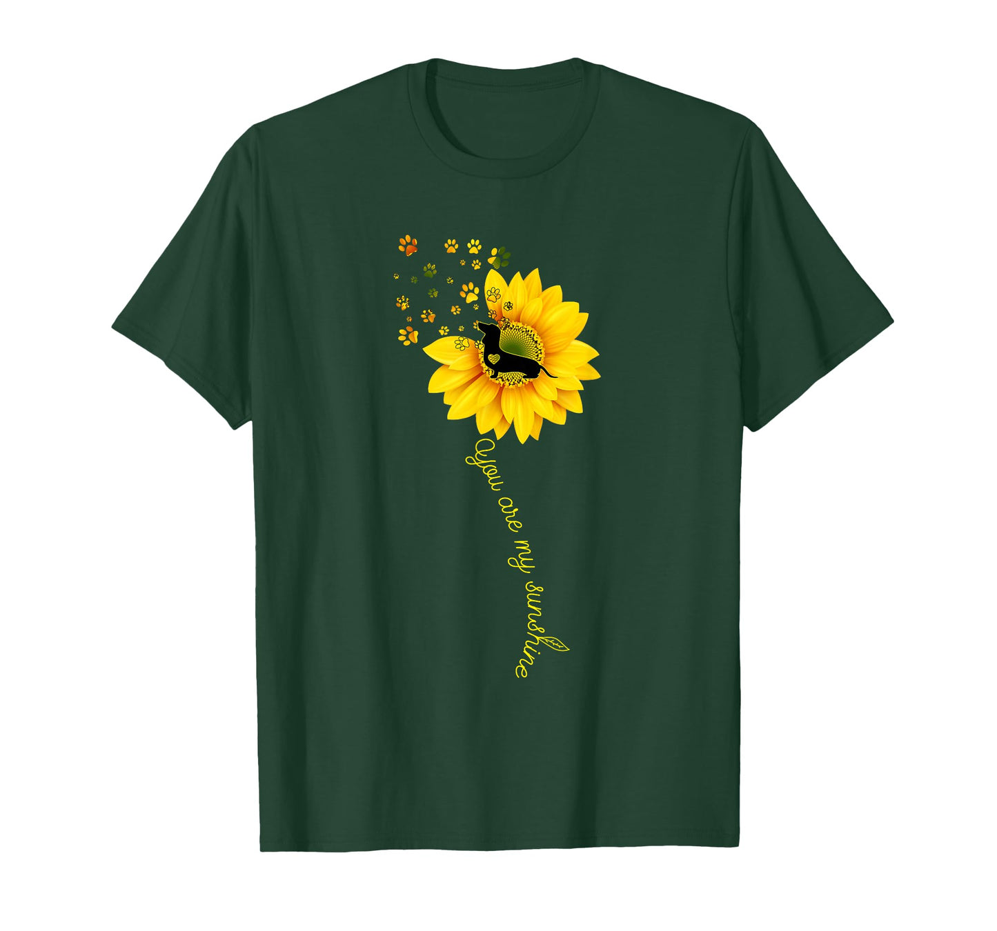 You are My Sunshine Half Sunflower Dachshund Dog Funny T-Shirt