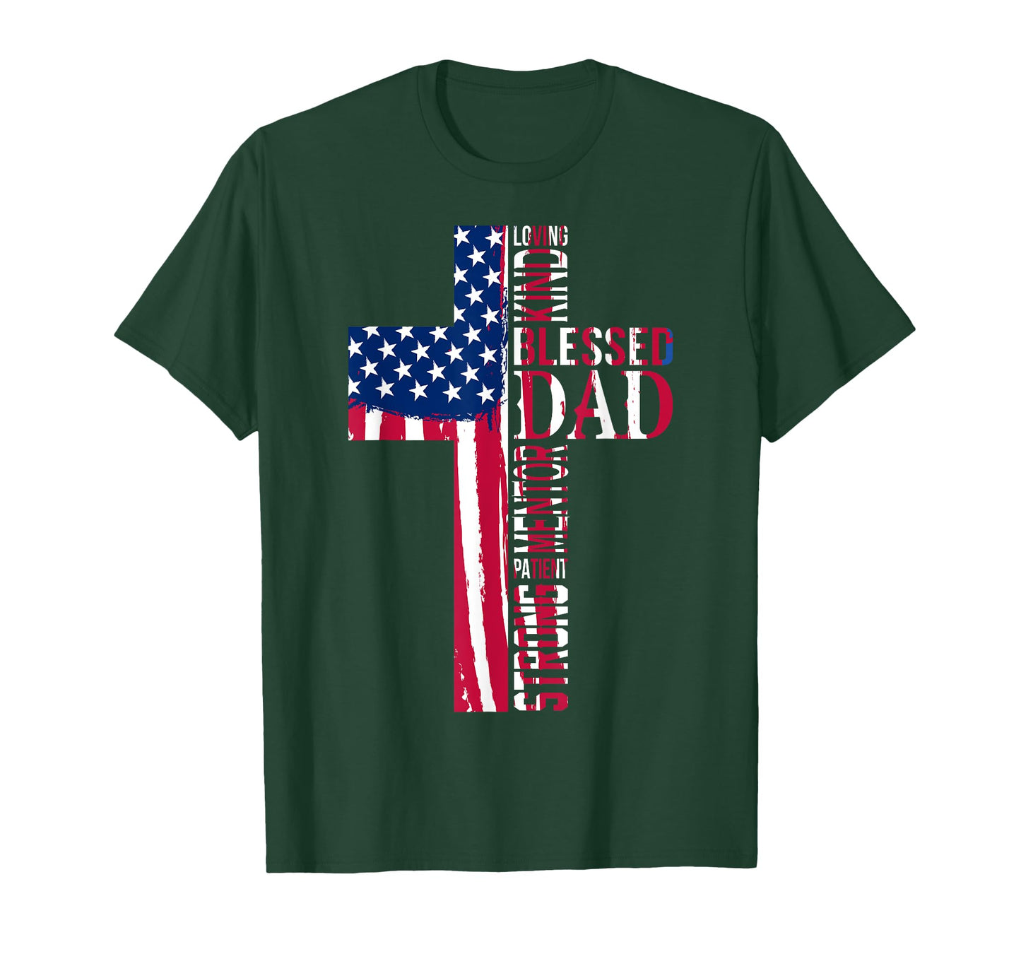 Fathers Day Blessed Dad Cross Words Christian Papa Daddy Men T-Shirt