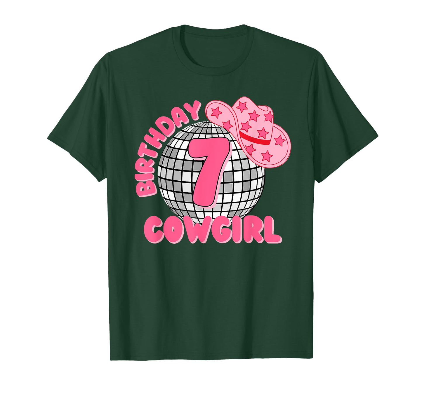 Happy 7th Birthday Girl Rodeo Disco Western Cowgirl Cowboy T-Shirt