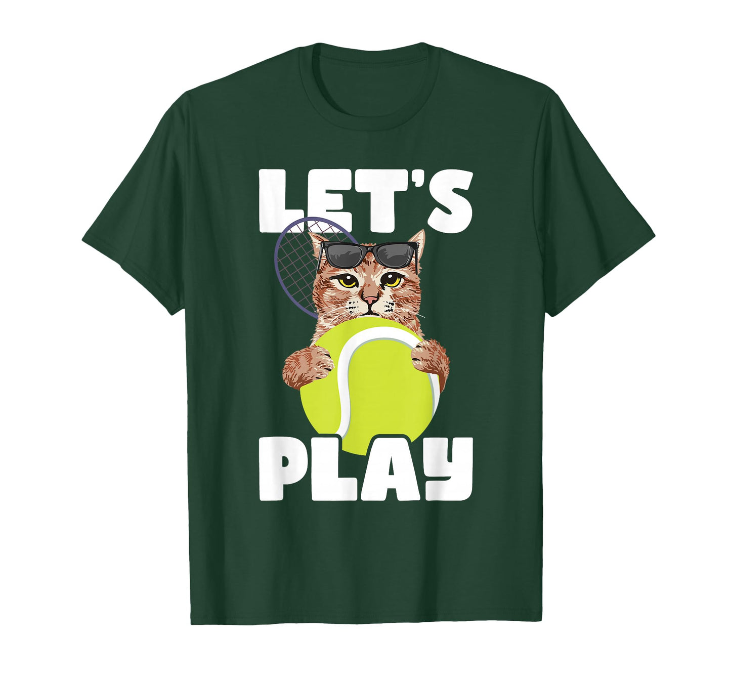 Let's Play - Cat Sunglasses Tennis Player Sports Tournament T-Shirt