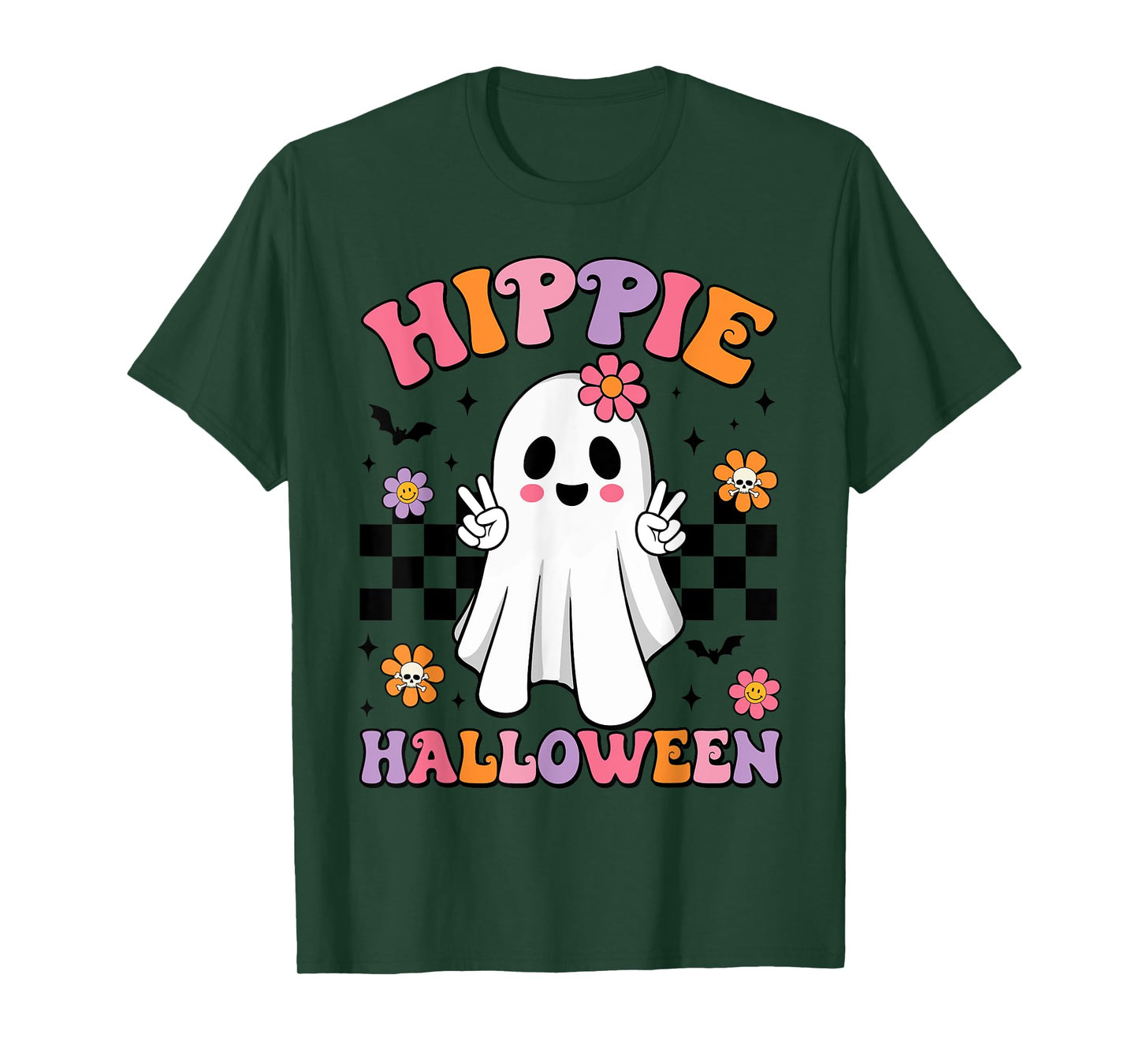 Groovy Boo Hippie Halloween Peace Ghost Halloween Girl Women T-Shirt