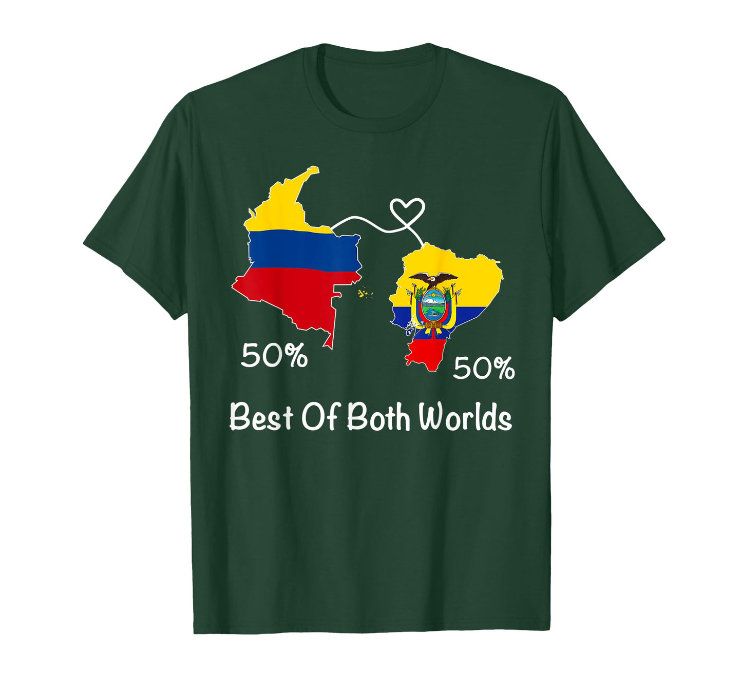 Half Colombian Half ecuadorian Flag Map Ecuador Colombia T-Shirt