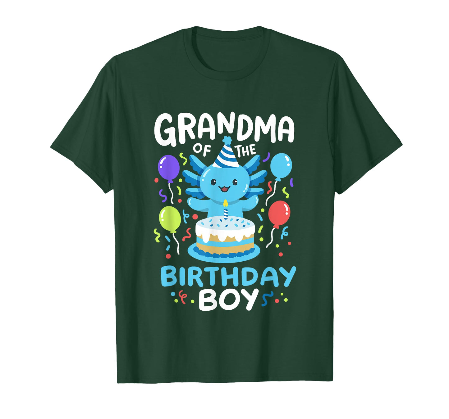 Grandma Of The Birthday Boy Axolotl Bday Family Matching T-Shirt