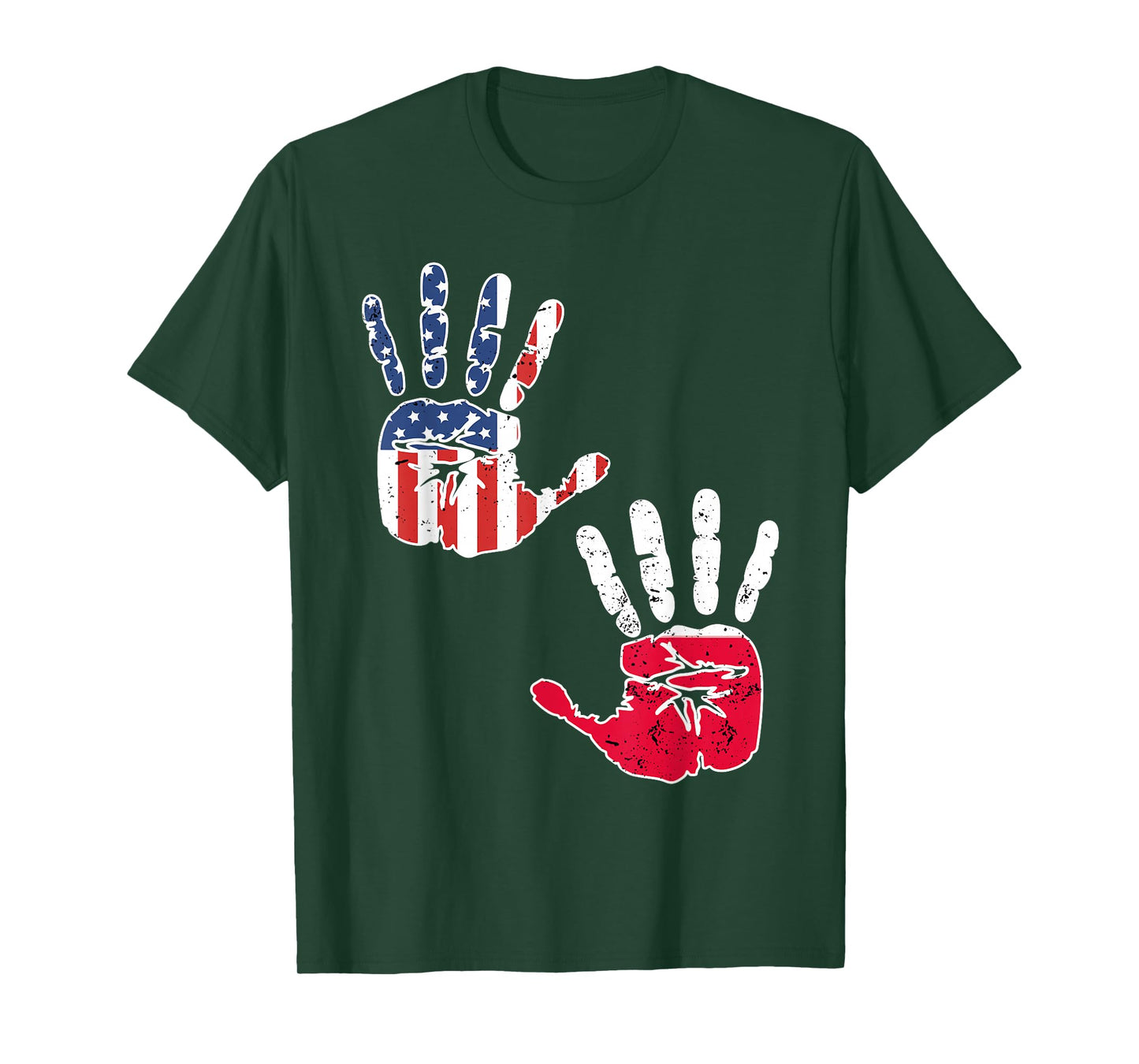 USA Poland Handprint Shirt Proud Polska Flag Polish American T-Shirt
