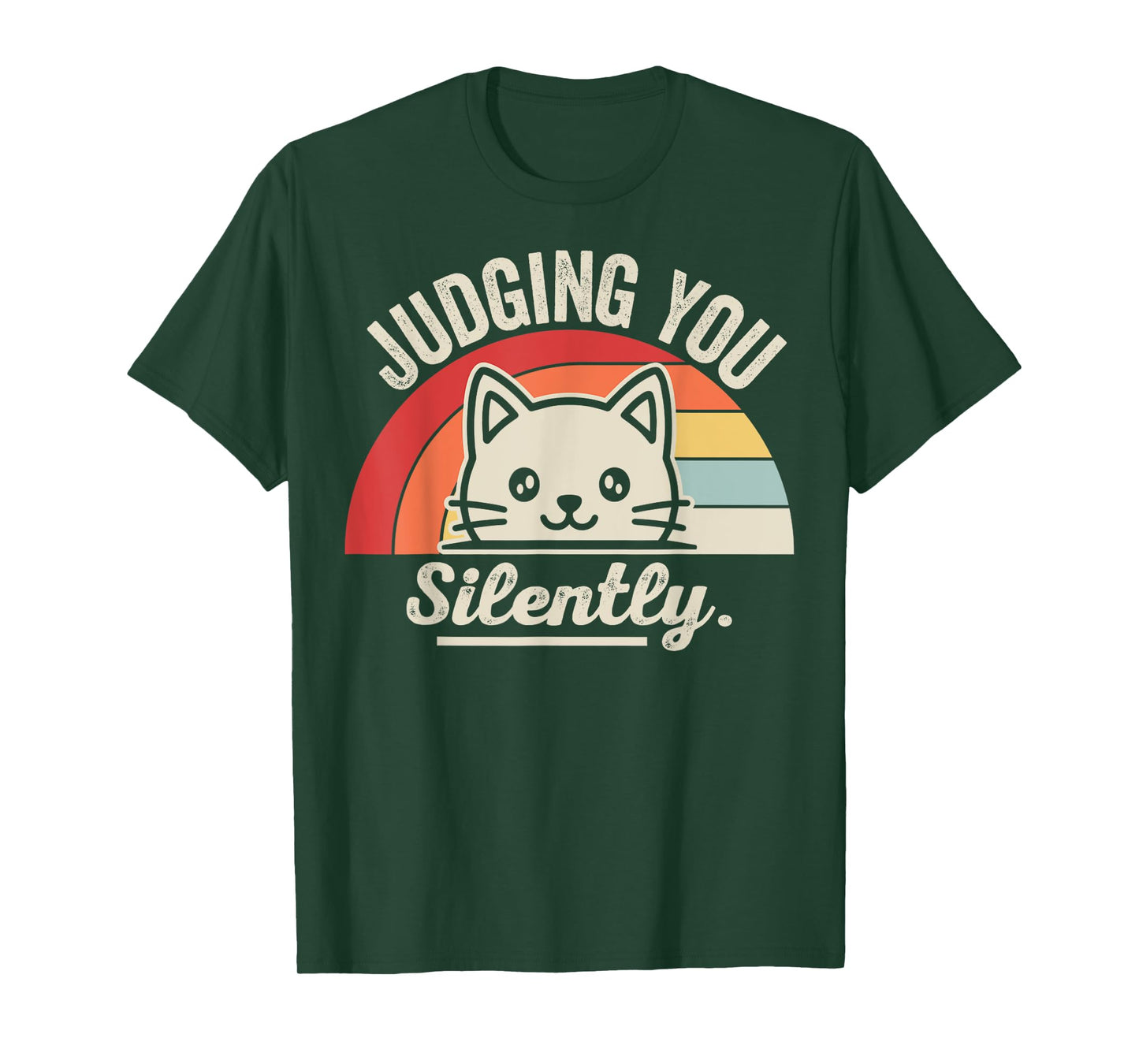 Judging You Silently Cat Retro Rainbow T-Shirt
