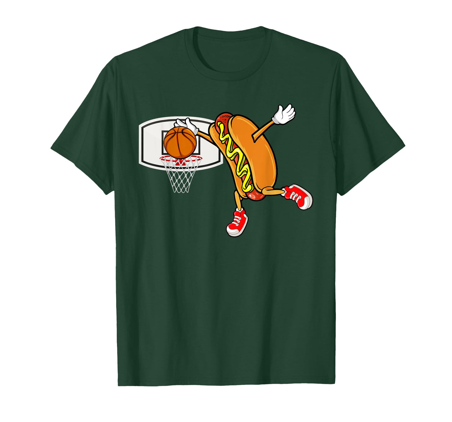 Funny Hot Dog Slam Dunk Basketball Men Women Kids T-Shirt