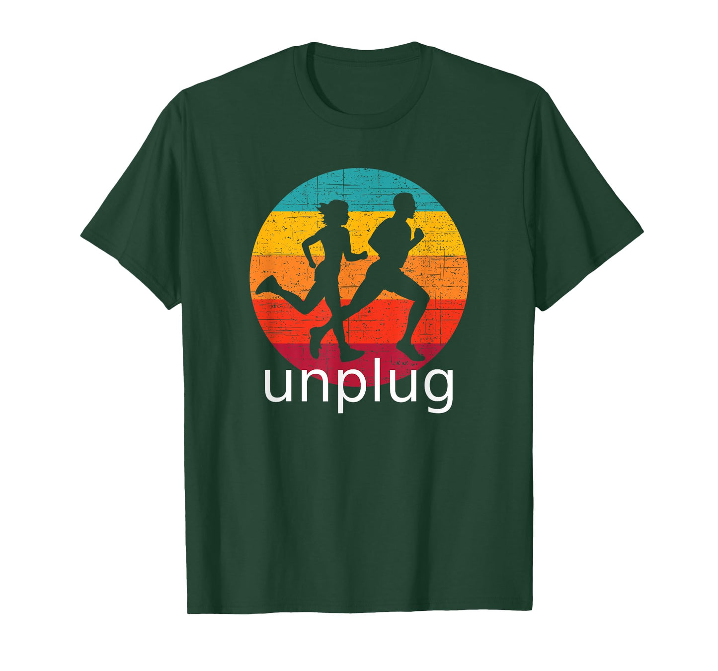 Vintage Running Unplug over Retro Sunset T-Shirt
