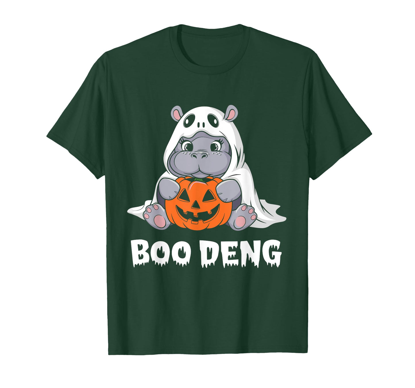 Funny Halloween Moo Deng Baby Hippo Boo Deng Ghost Costume T-Shirt