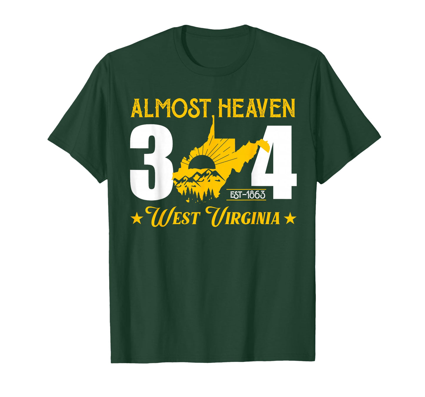 Almost Heaven 304 West Virginia Map T-Shirt