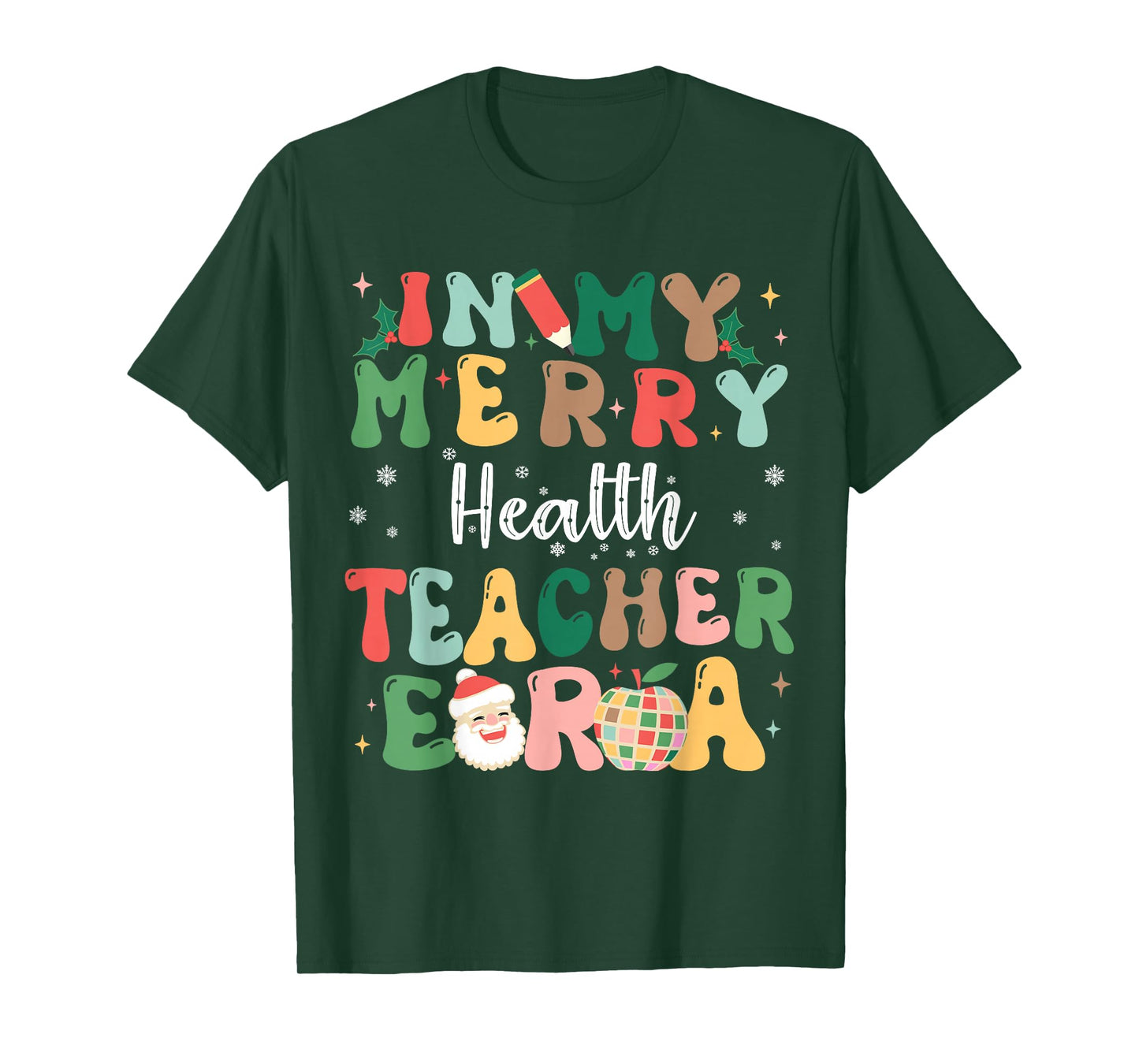 In My Merry Health Teacher Era Retro Christmas T-Shirt