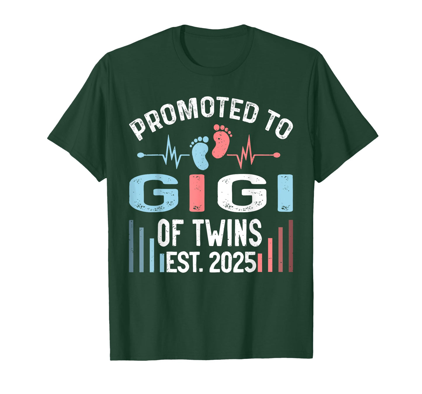Promoted To Gigi Of Twins Est 2025 Twin Baby Shower T-Shirt
