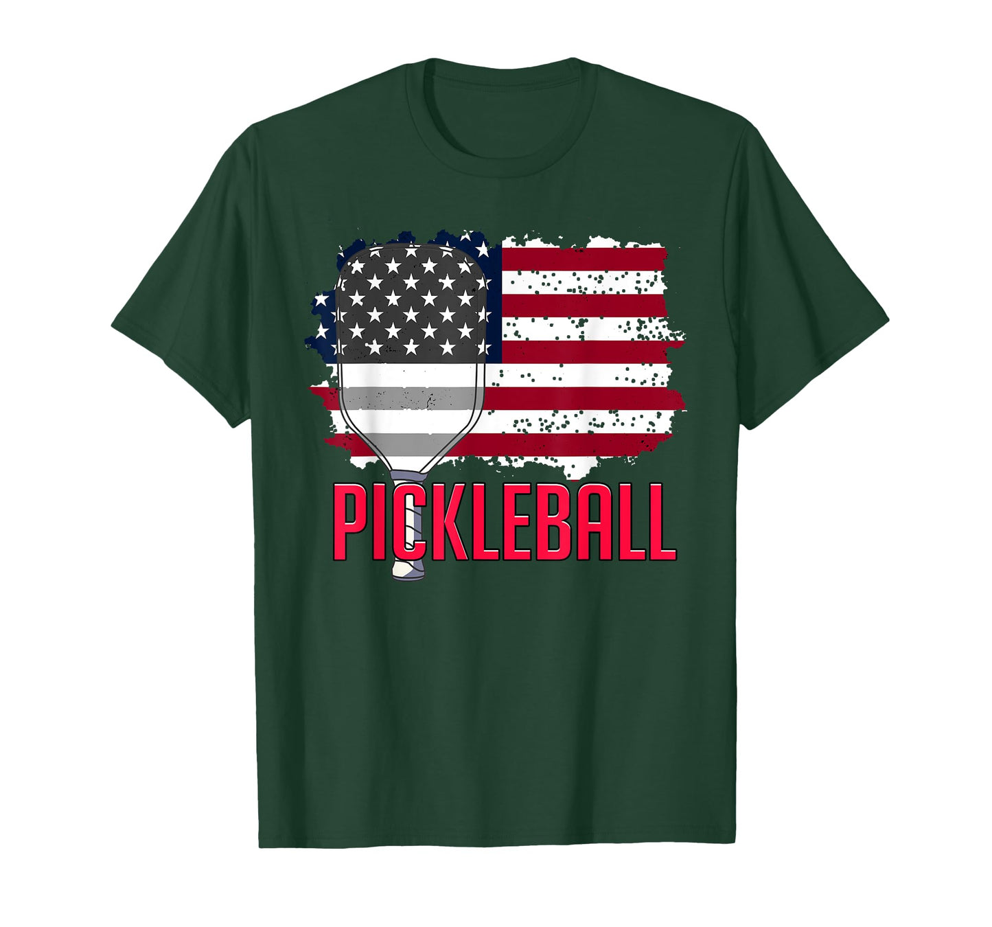 US American Flag Pickleball Lover Player Paddle Men Women T-Shirt