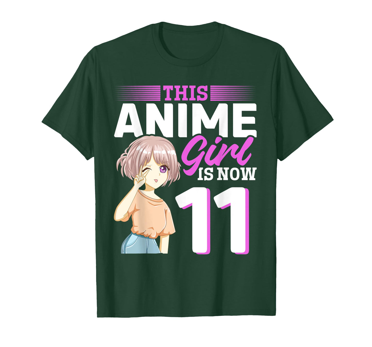 This Anime Girl Is Now 11 Years Old Anime 11 th Birthday T-Shirt