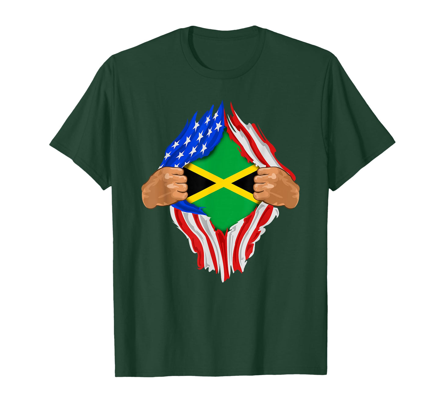 USA National Flag Pride Country Roots Retro Outfit | Unisex Adults Jamaican Flag T-Shirt, Black, Small, Short Sleeve