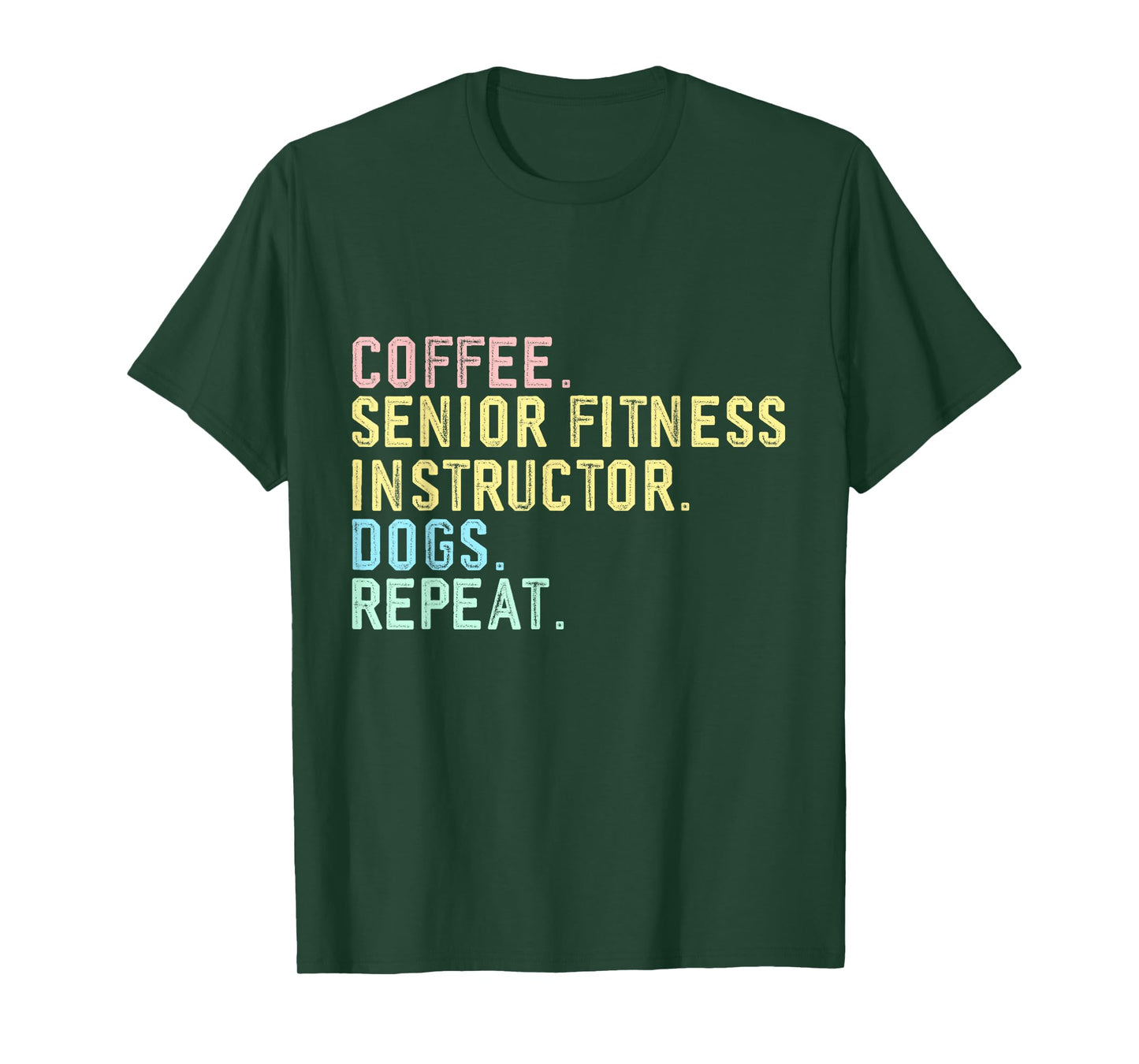 Funny Vintage Coffee Dog Senior Fitness Instructor T-Shirt