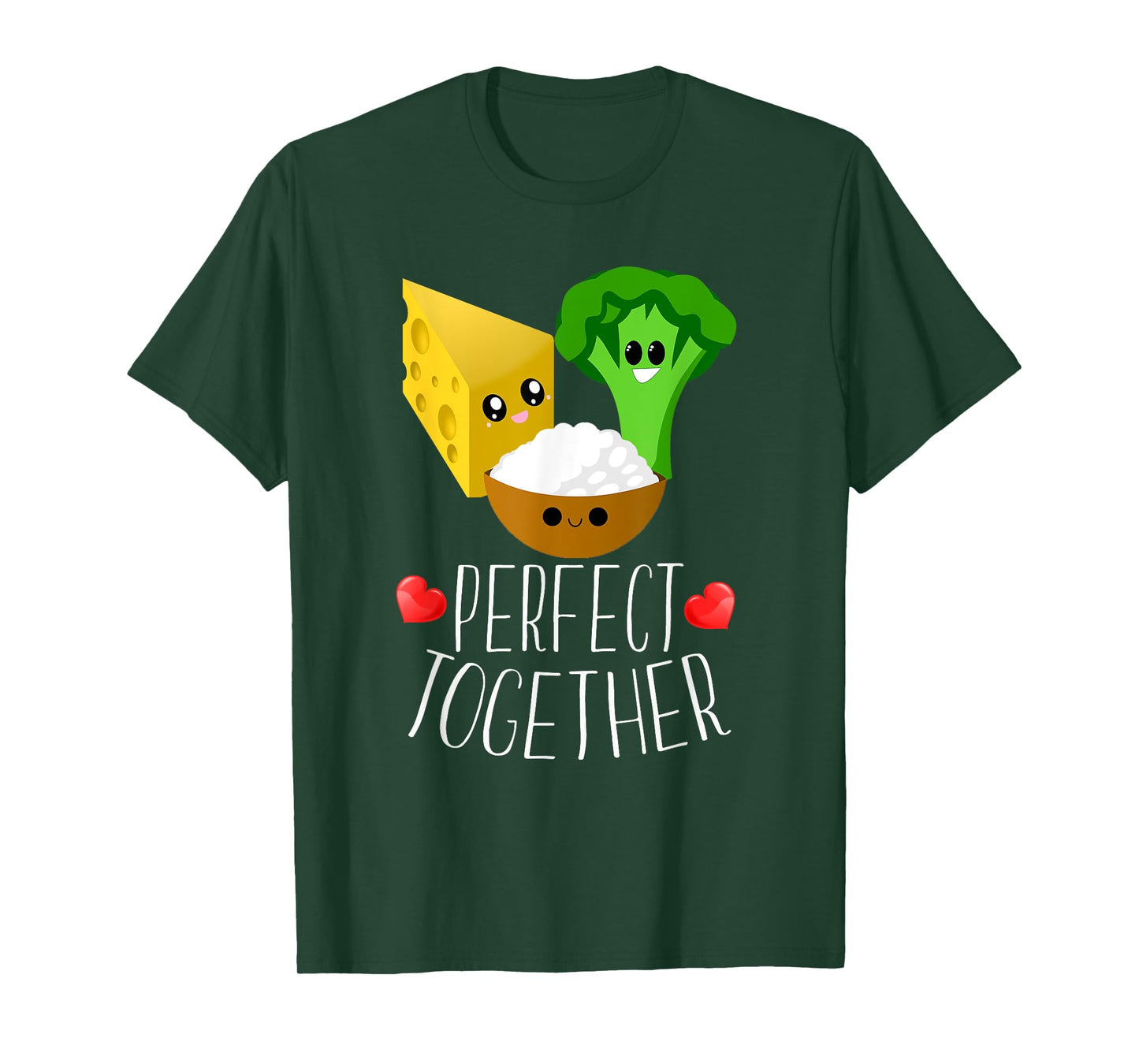 Perfect Together Cheesy Rice Broccoli Kawaii Hearts T-Shirt