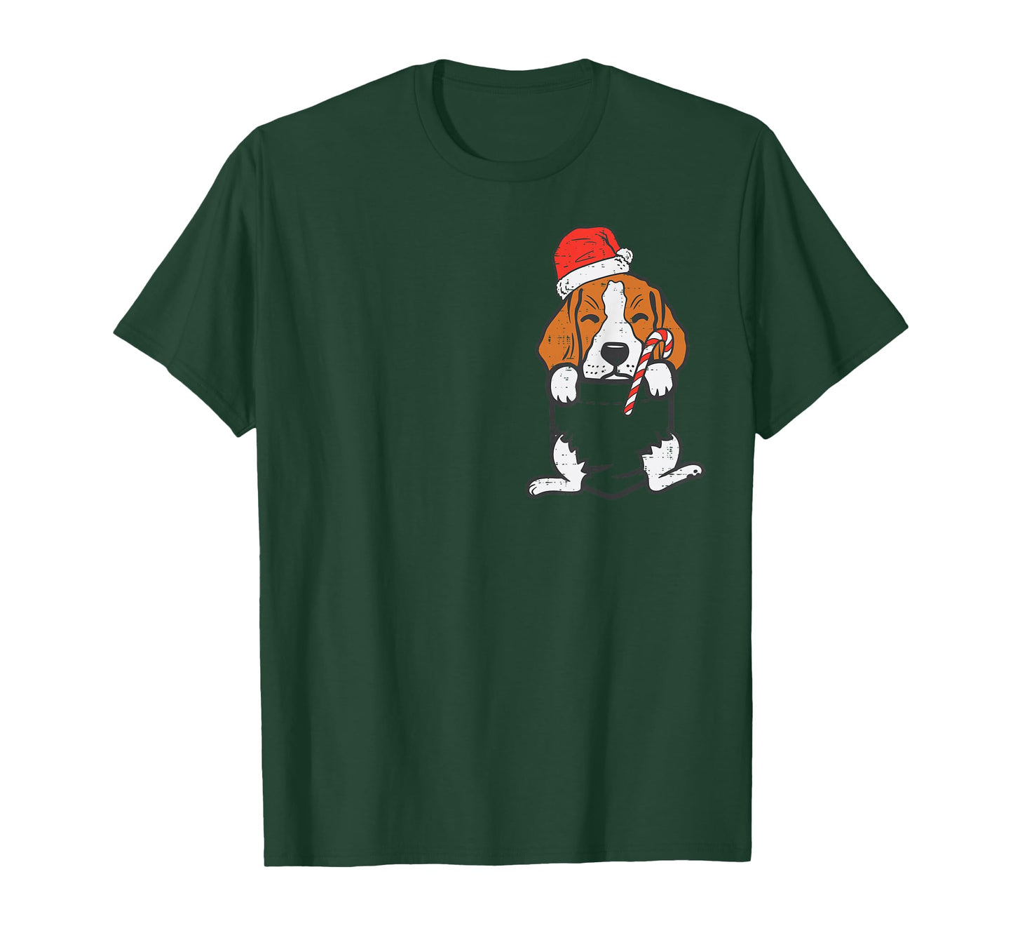 Pocket Beagle Santa Dog Christmas Xmas Men Women T-Shirt