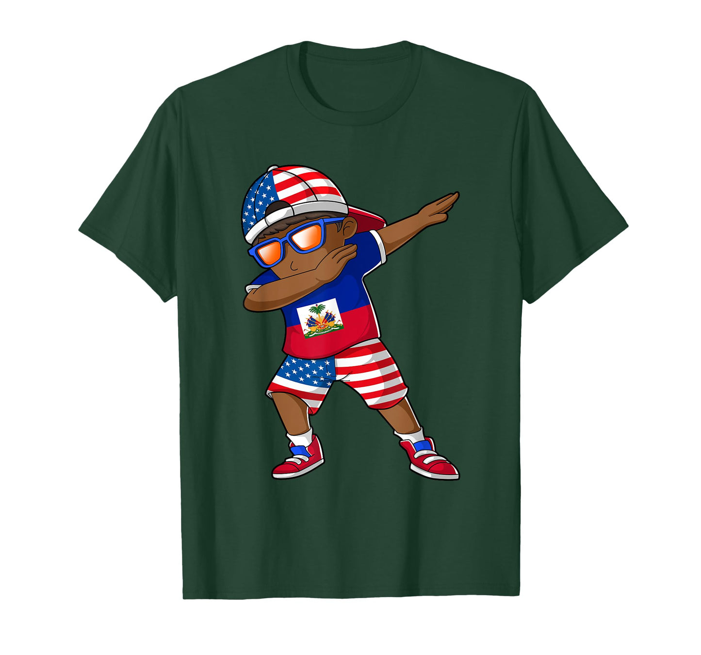 Half American Half Haitian Boy Kid Haiti Flag Patriotic T-Shirt