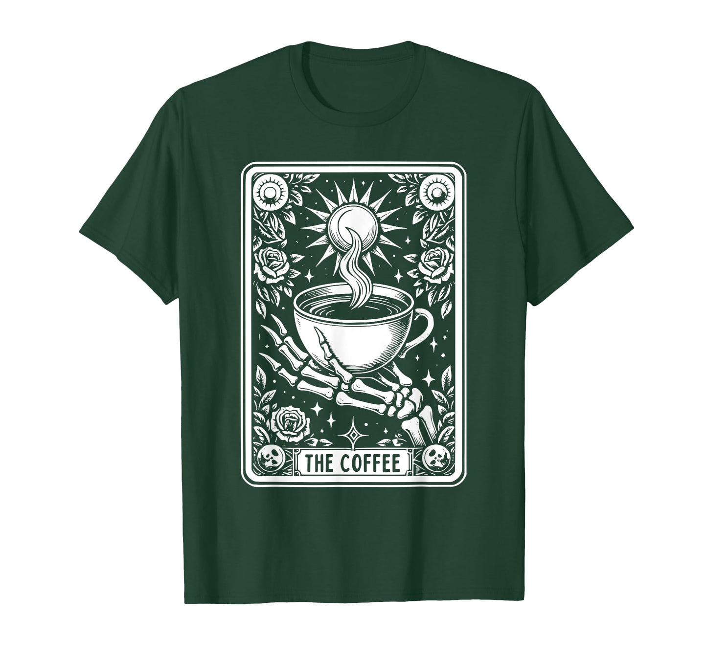 The Coffee Tarot Cards Skeleton Coffee Gifts Tarot Card T-Shirt