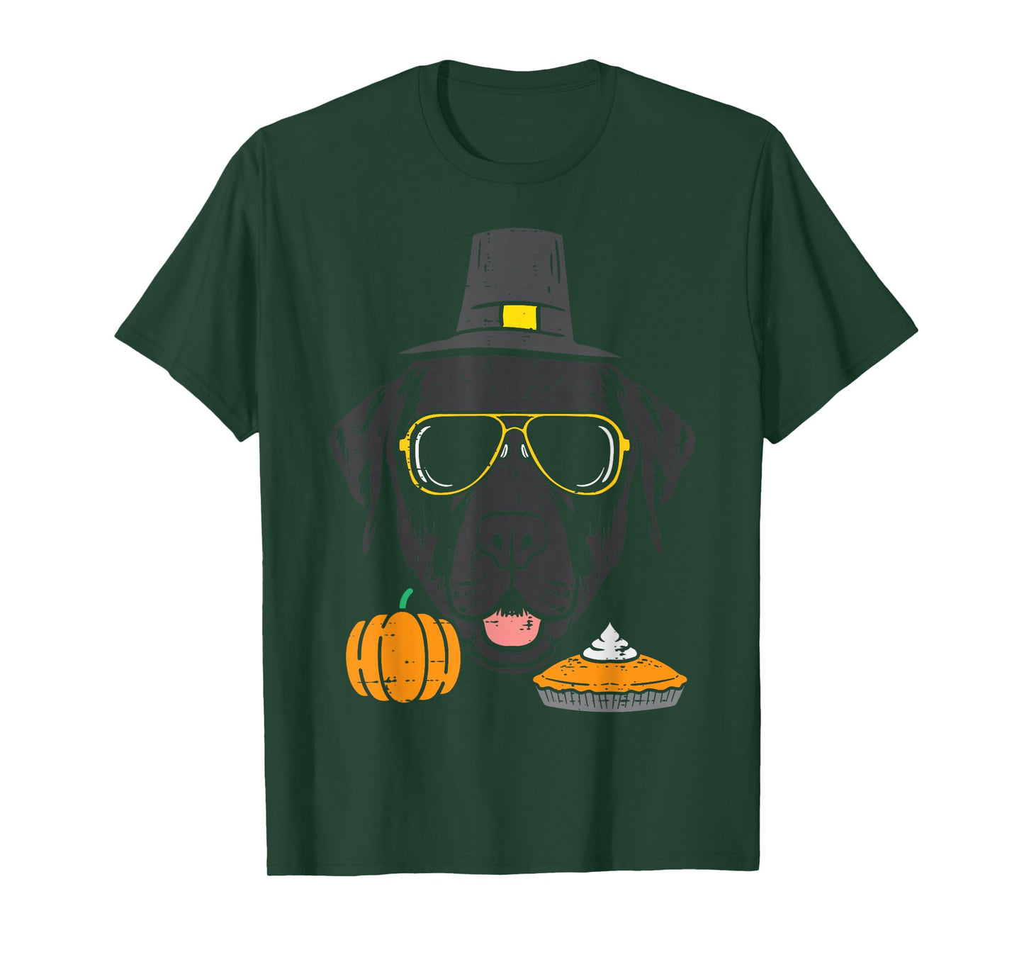 Pilgrim Black Labrador Cute Thanksgiving Dog Men Women Kids T-Shirt