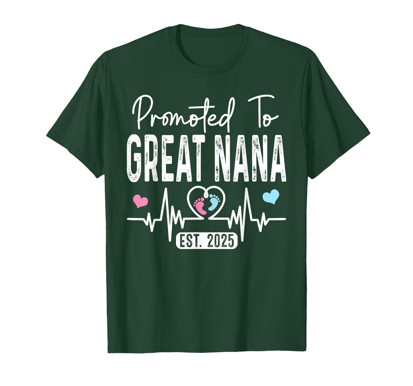 Promoted To Great Nana Est. 2025 Baby Gender Reveal Party T-Shirt