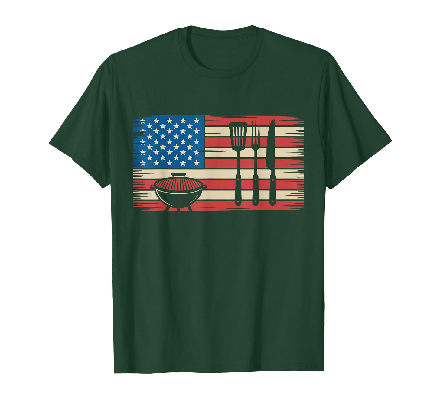 Patriotic 4th Of July USA Flag BBQ Grilling Men Women Kids T-Shirt
