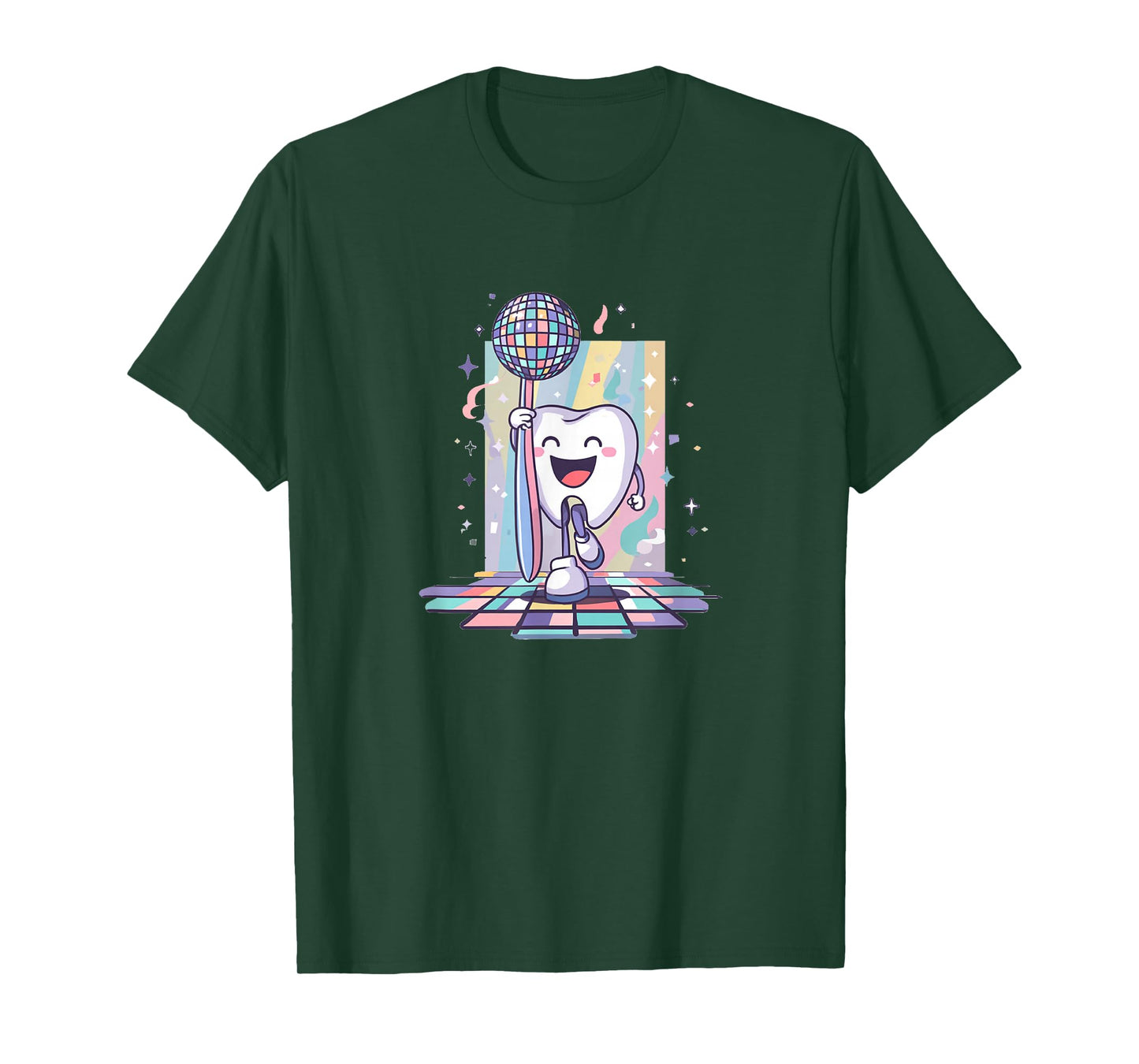 Awesome Tooth with Brush in Retro Disco for Party Lovers T-Shirt