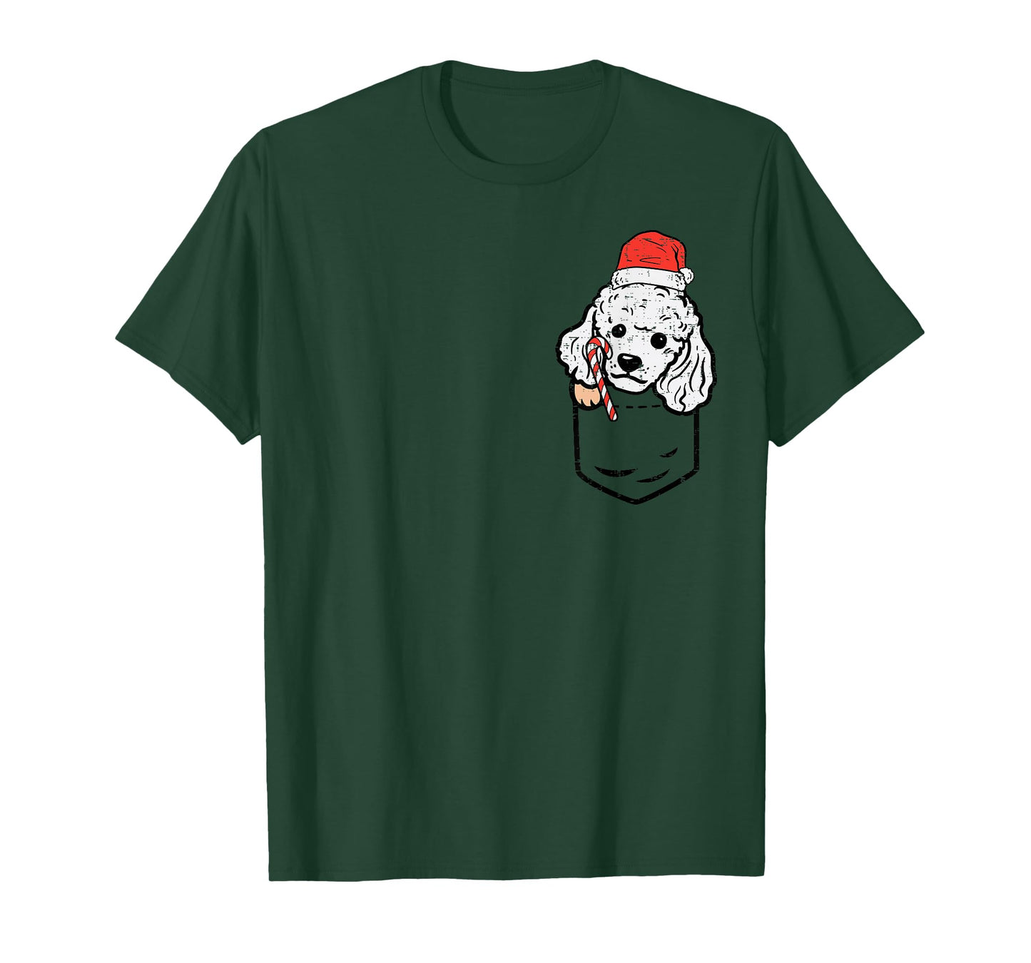 Pocket Poodle Santa Dog Christmas Xmas Men Women T-Shirt