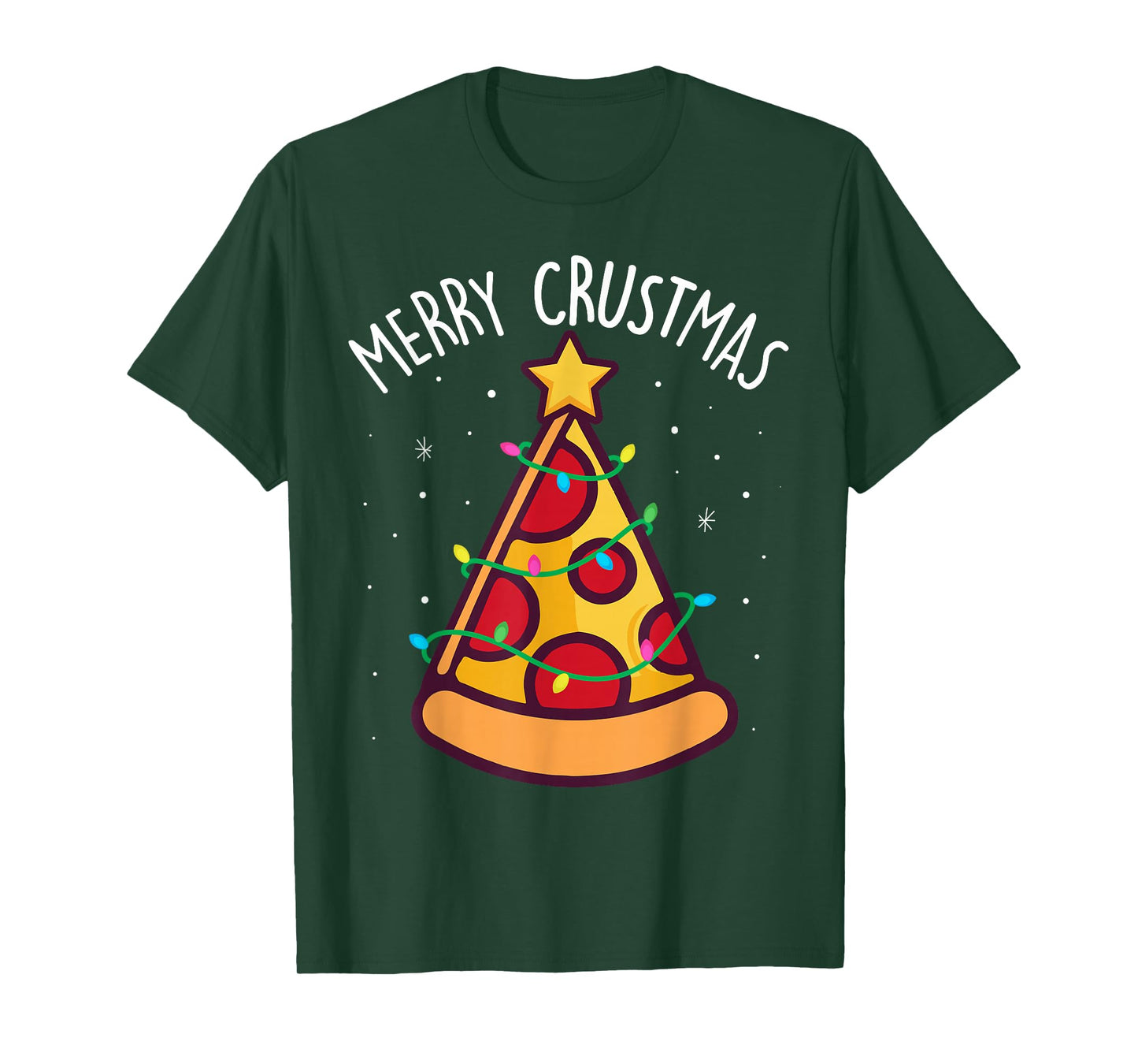 Funny Merry Crustmas Pizza Christmas Tree Kids Toddler Sleep T-Shirt