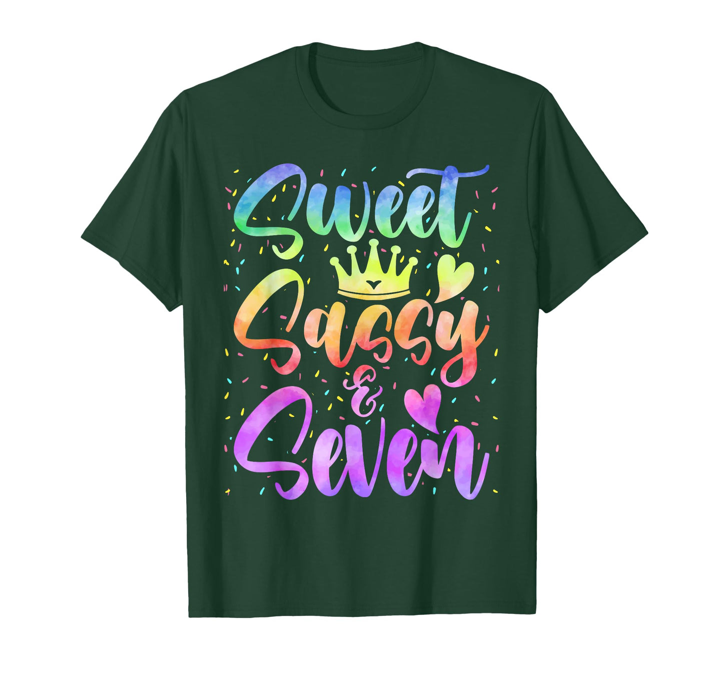 Sweet Sassy and Seven Girls Birthday Tie Dye 7 Year Old Kids T-Shirt