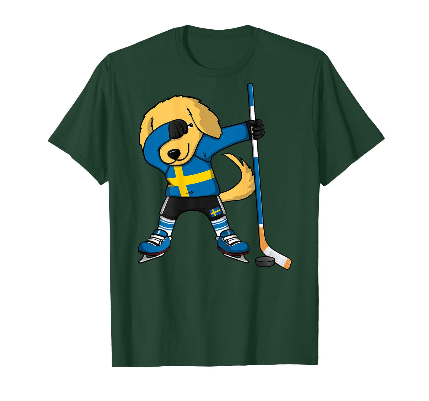 Dabbing Golden Retriever Sweden Ice Hockey Lovers Jersey Art T-Shirt