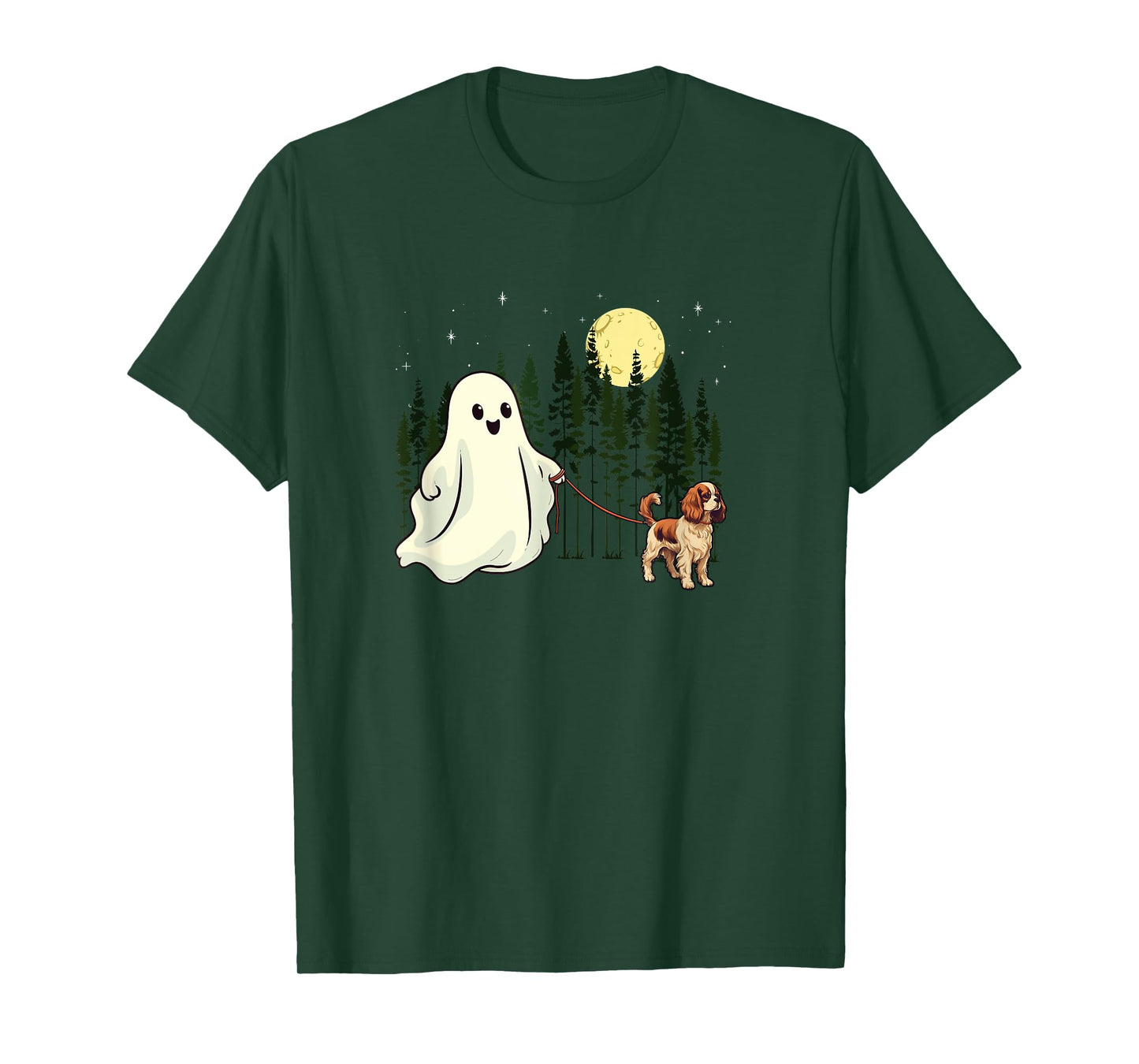 Cavalier King Charles Spaniel Walking Ghost Halloween Funny T-Shirt