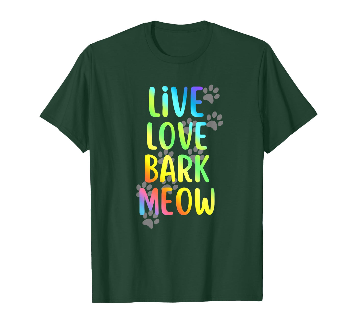 Live Love Bark Meow Dog and Cat Lovers Graphic T-Shirt