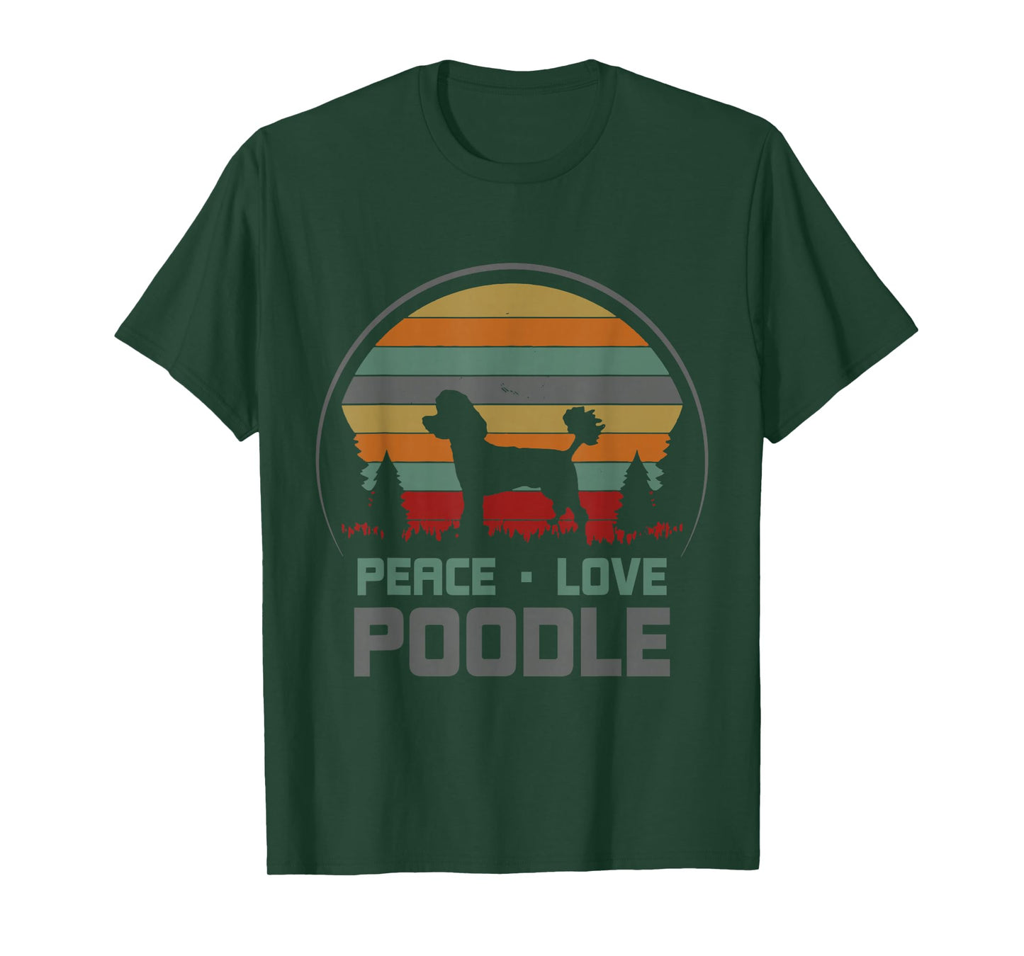 Retro Vintage Peace Love Poodle Adorable Dogs Animals Lovers T-Shirt