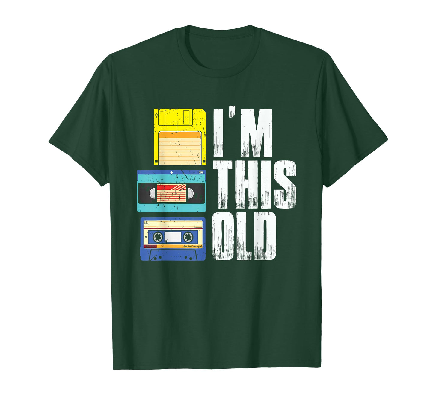 I'm This Old Retro Vintage Cassette Tape Floppy Disk & VHS T-Shirt