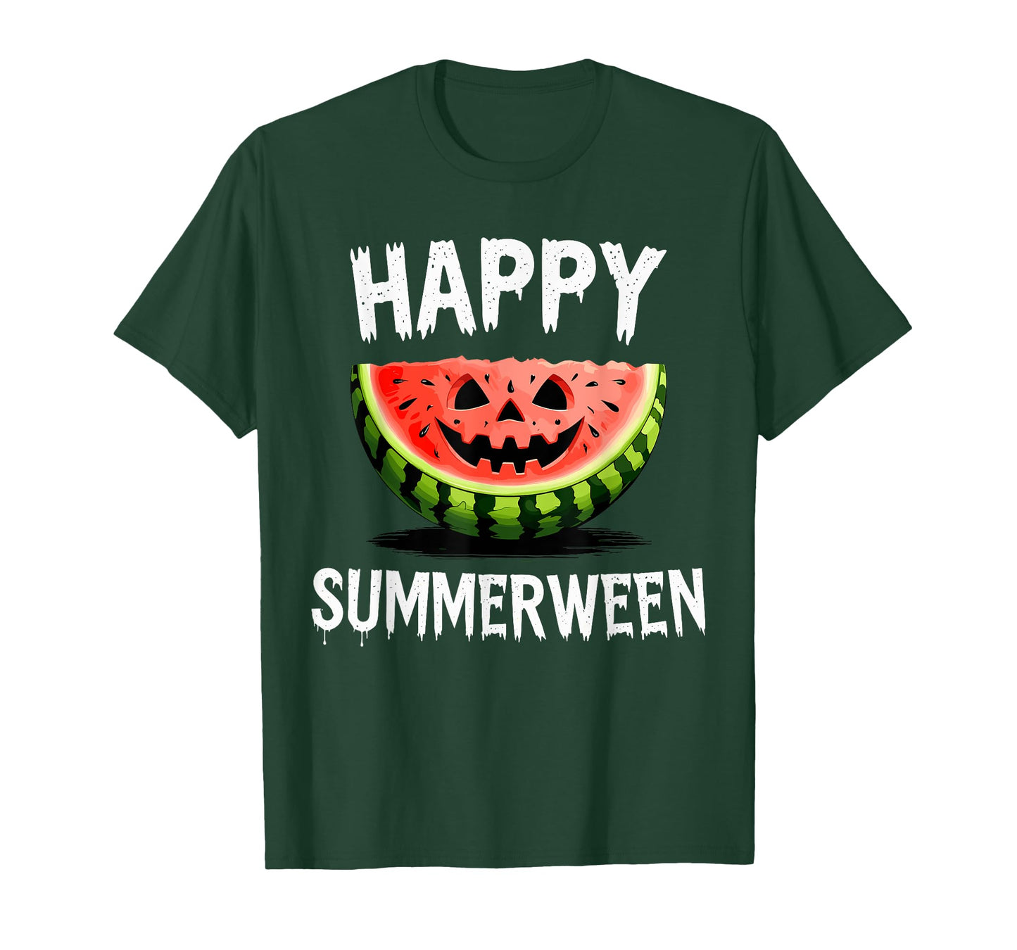 Watermelon Jack O Lantern Summer Halloween Happy Summerween T-Shirt