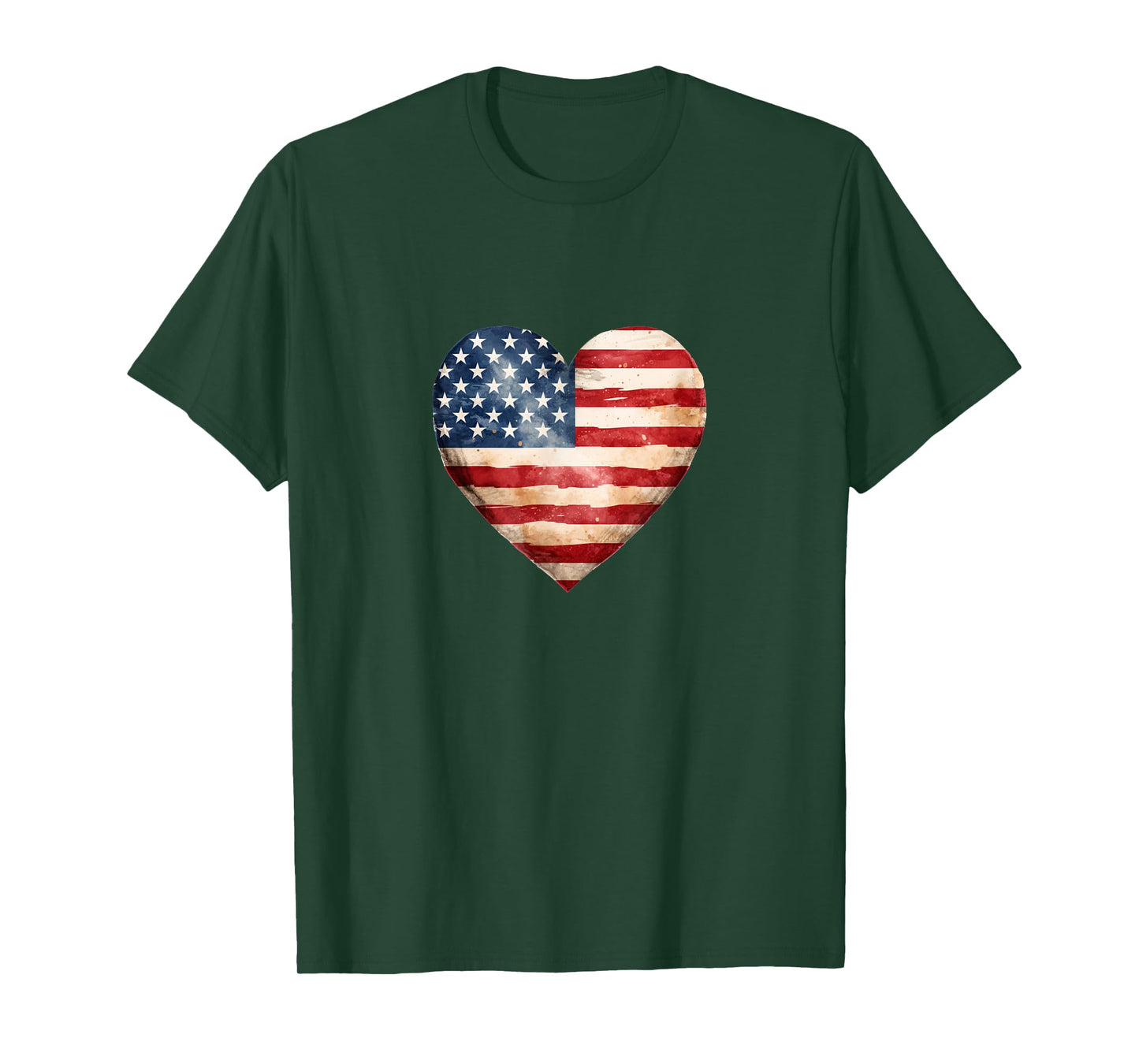 American flag in a heart with rustic retro style & charm Women Men T-Shirt