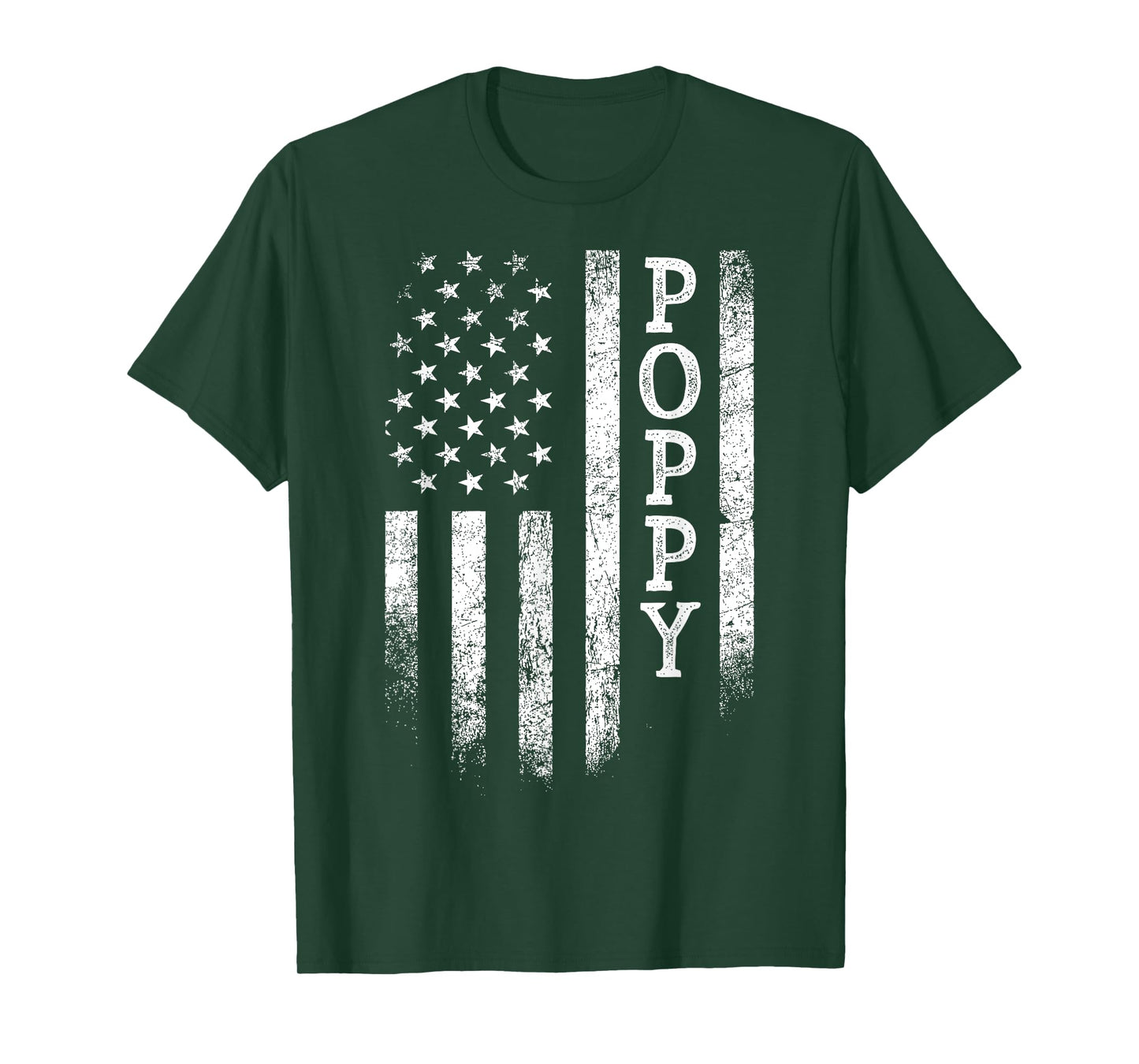 Distressed Poppy American Flag Patriotic Father's Day T-Shirt
