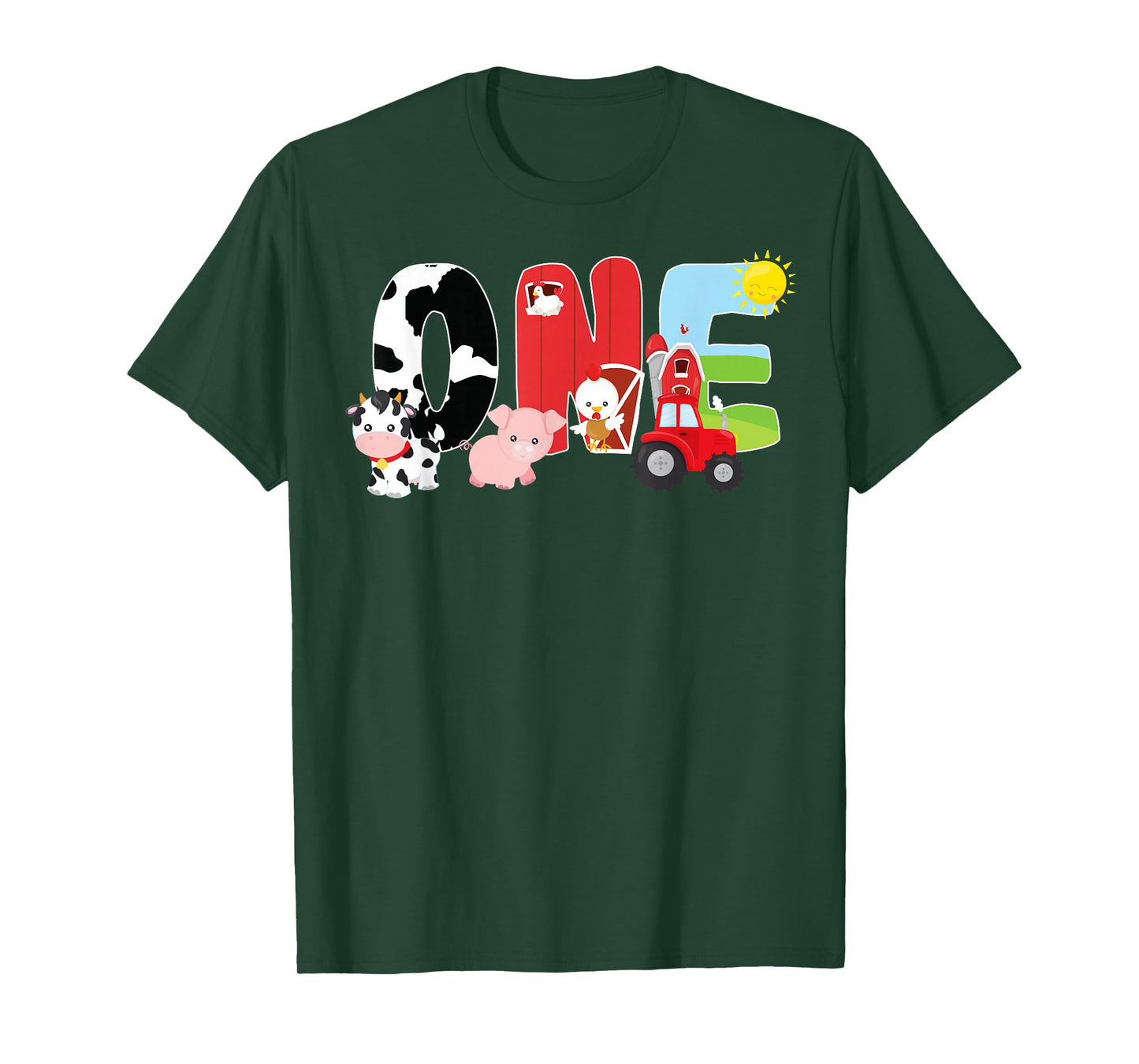 Farm Animals 1st Birthday Barnyard 1 Year Old Baby Birthday T-Shirt