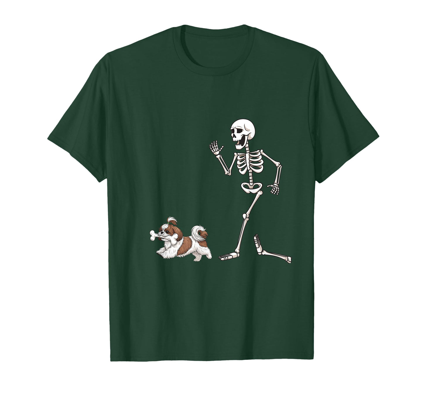 Funny Halloween Shih Tzu and Skeleton T-Shirt