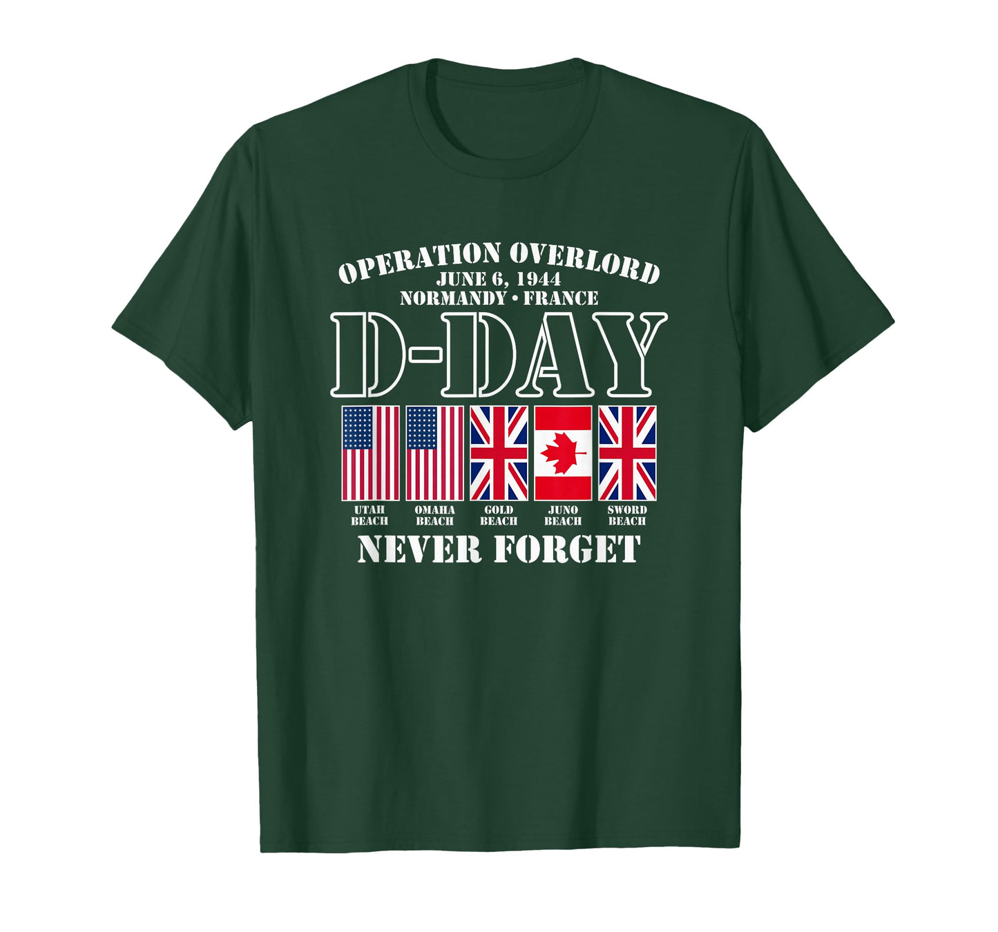 Utopia Sport Military Shop D-Day June 6, 1944 Normandy France Never Forget T-Shirt