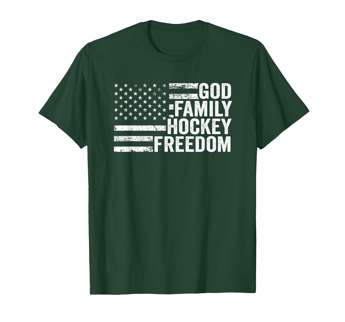 God Family Hockey Freedom - Player Coach American USA Flag T-Shirt