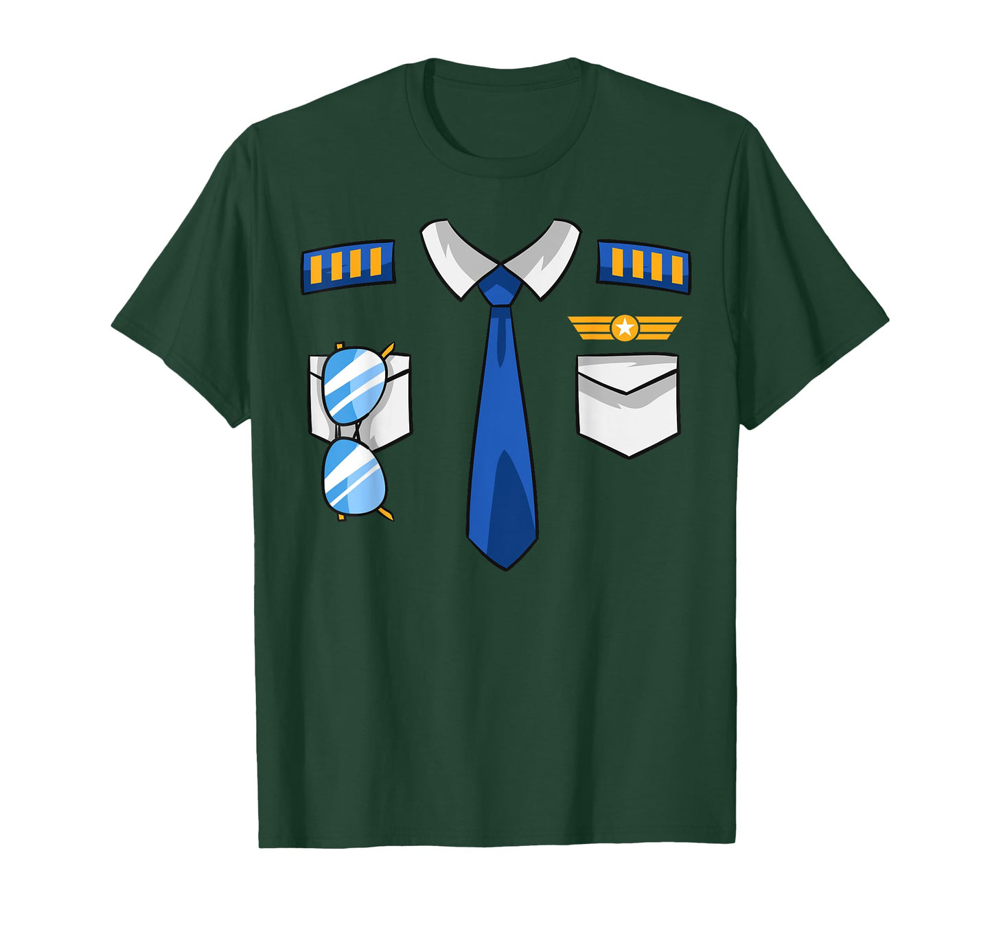 Pilot Uniform Costume Airplane Aviator Aviation Halloween T-Shirt Small