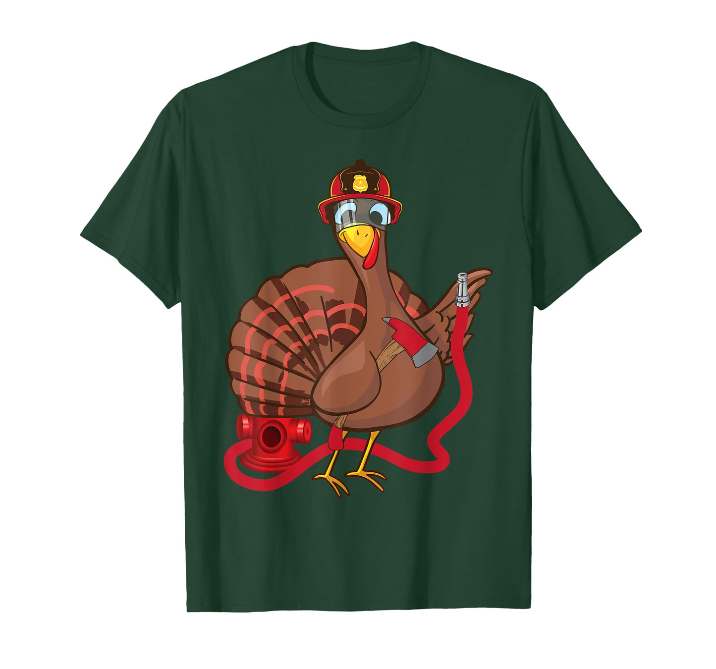 Thanksgiving Firefighter Turkey - Funny Feast Day Gift T-Shirt