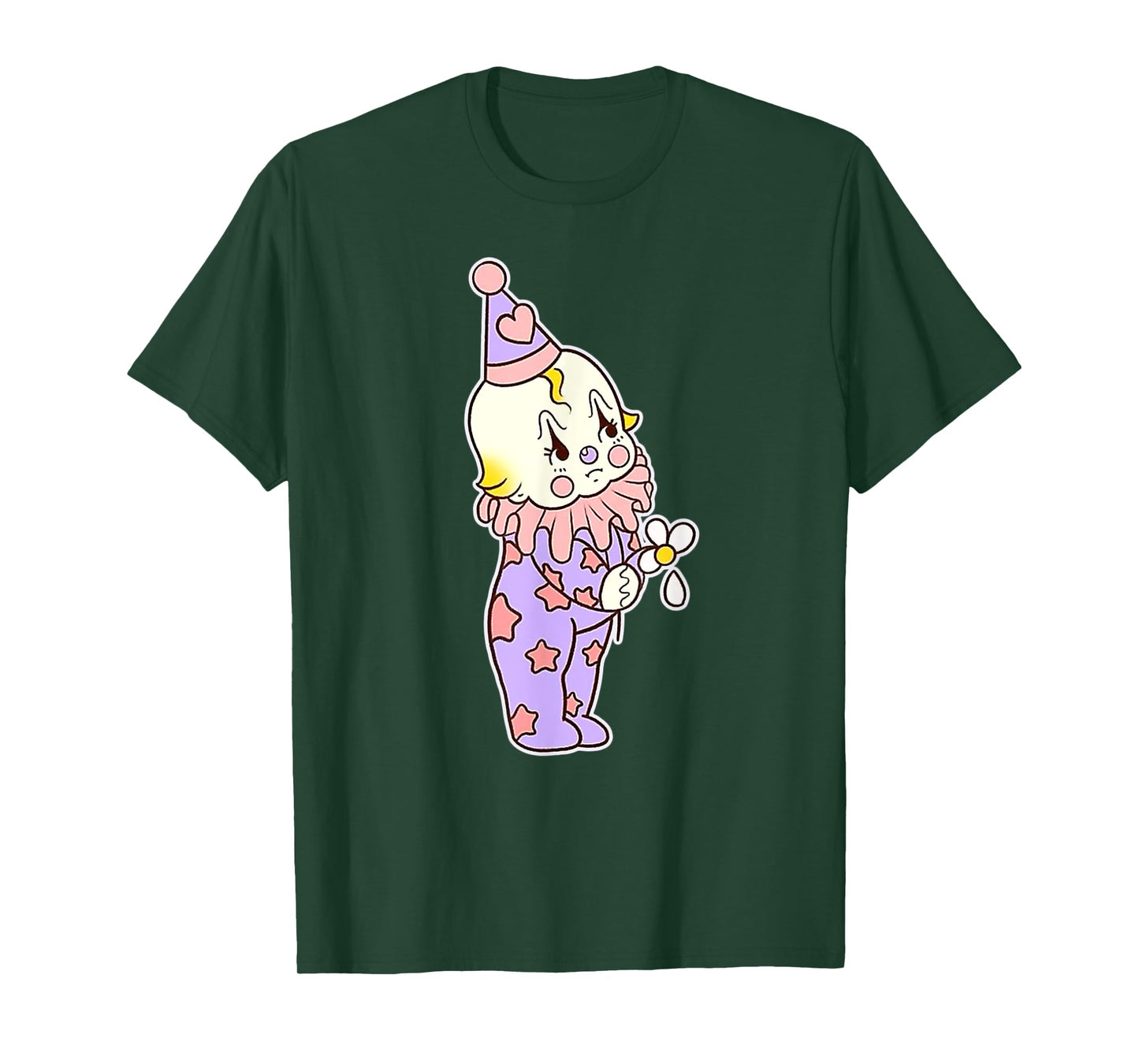 Urban Empyre Kewpie Baby Clown Sad Circus Clown Flower Tattoo Flash T-Shirt, Small, Black
