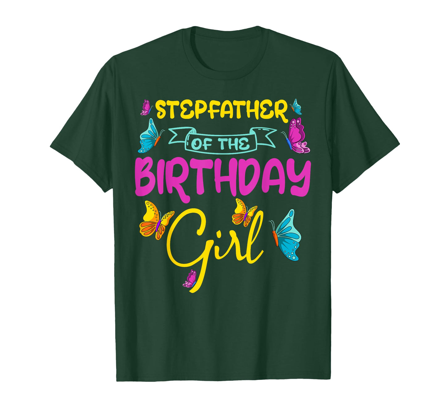 Butterfly Stepfather Birthday Party Garden Family Theme T-Shirt