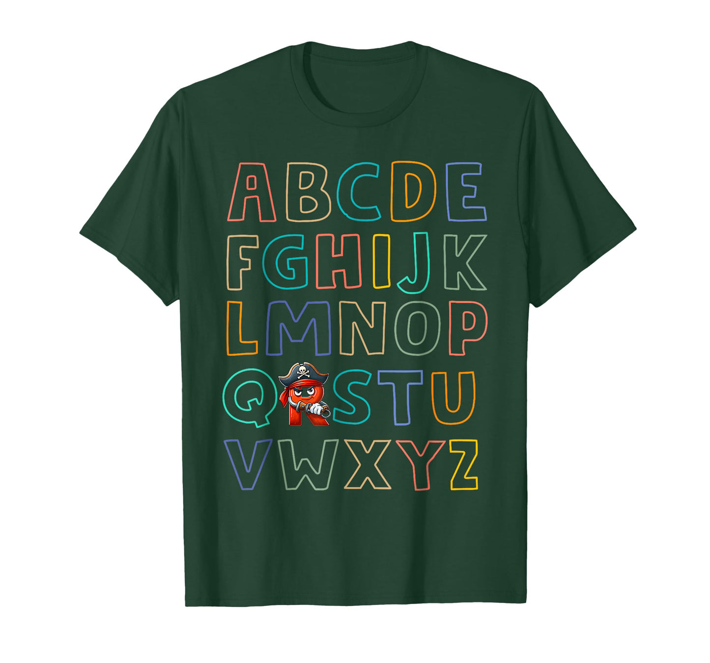 Funny Pirate Day Abc's Alphabet R Bandana Eyepatch Halloween T-Shirt