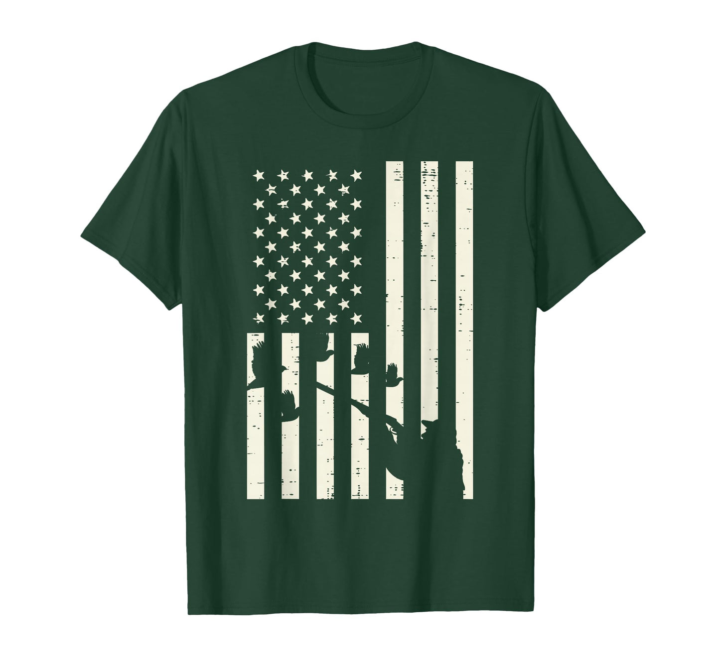 Flag Quail Pheasant Hunting Vintage Upland Hunt Patriotic T-Shirt